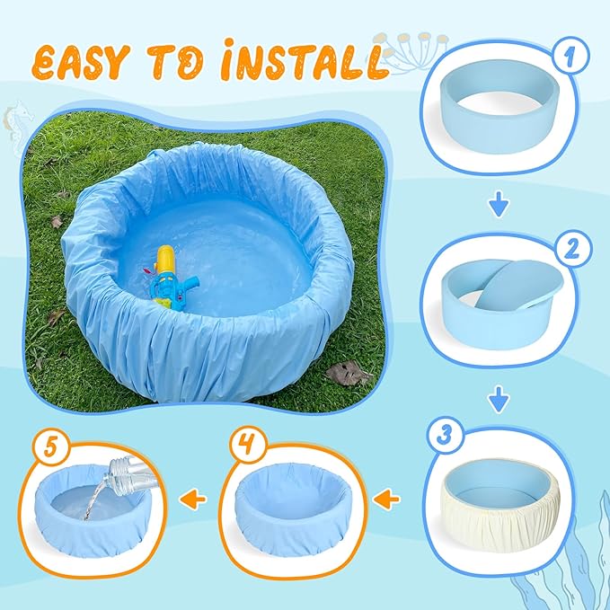 Foam Ball Pit, 35 inch x 12 Inch Outdoor Swimming Pool for Kids, Indoor Playground Ball Pool, Ideal Gift for Children - Ball Not Included...