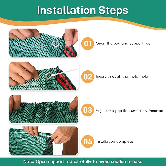 2 Pack 53 Gallon Reusable Yard Waste Bags, Dustpan-Type Lawn Bags, Collapsible Heavy Duty Leaf Bags, Standable Garden Waste Bags for Collecting Leaves, Lawn Grass, Clippings and Branches