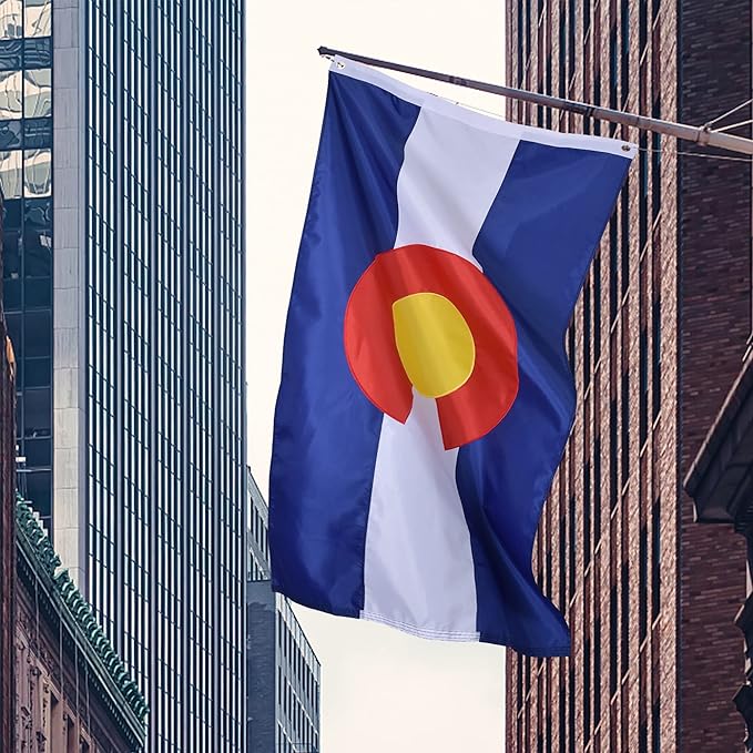 Colorado State Flag 4x6 Ft Deluxe Full Embroidered Premium Polyester Durable CO Outside Flag with Sewn Stripes and Brass Grommets for Indoor/Outdoor