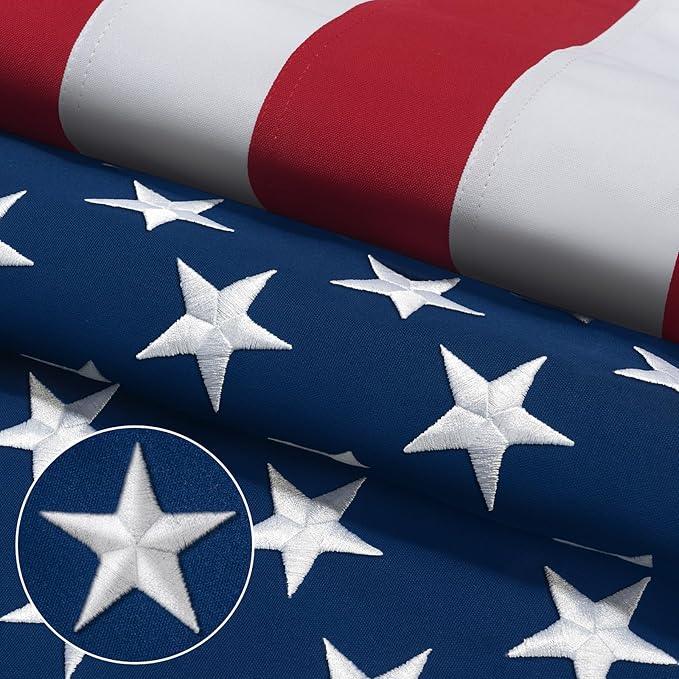 American Flag 4x6 Ft for Outside Longest Lasting- Ultra Durable, Tear-Proof Heavy Duty Spun Polyester US USA Flags - Fade Resistant, Embroidered Stars, Sewn Stripes, Brass Grommets - Outdoor Decor