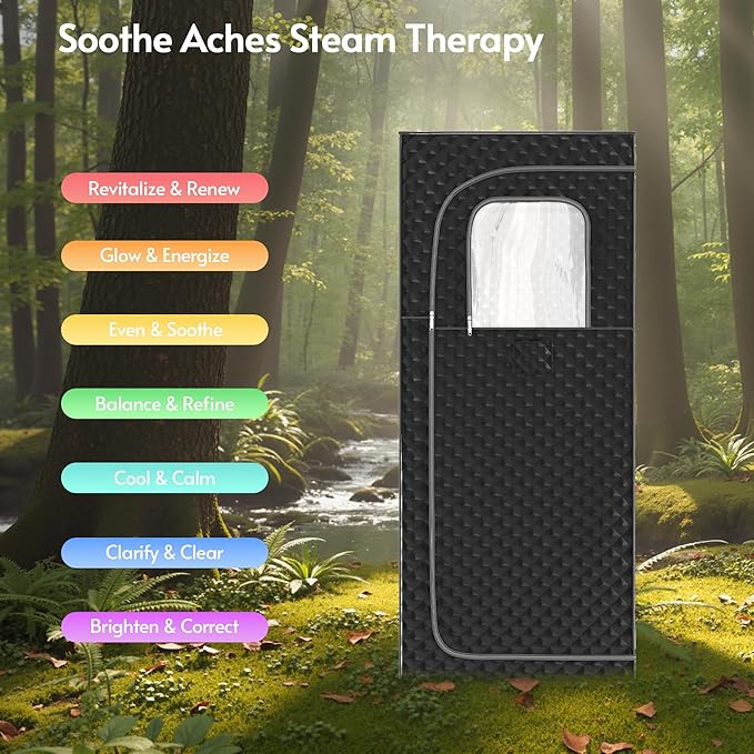 Portable Steam Sauna at Home 1 Person Therapy, Low EMF 1200W Fast Heating Sauna Box, Indoor Dry Sauna with Foldable Chair for Home, Gym (2.6Lx2.6Wx6H Ft)
