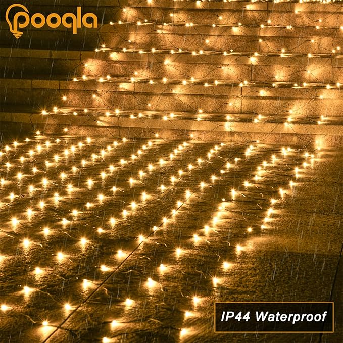 Warm White Net Lights, 360 LED Christmas Lights Outdoor, 21ft x 5ft Large Net Mesh String Lights, 8 Modes Twinkle Light Connectable Plug in for Bushes Halloween Hedge Yard Garden Party Decor