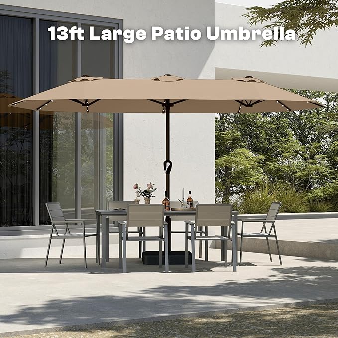 13FT Double Sided Patio Umbrella with LED Lighted