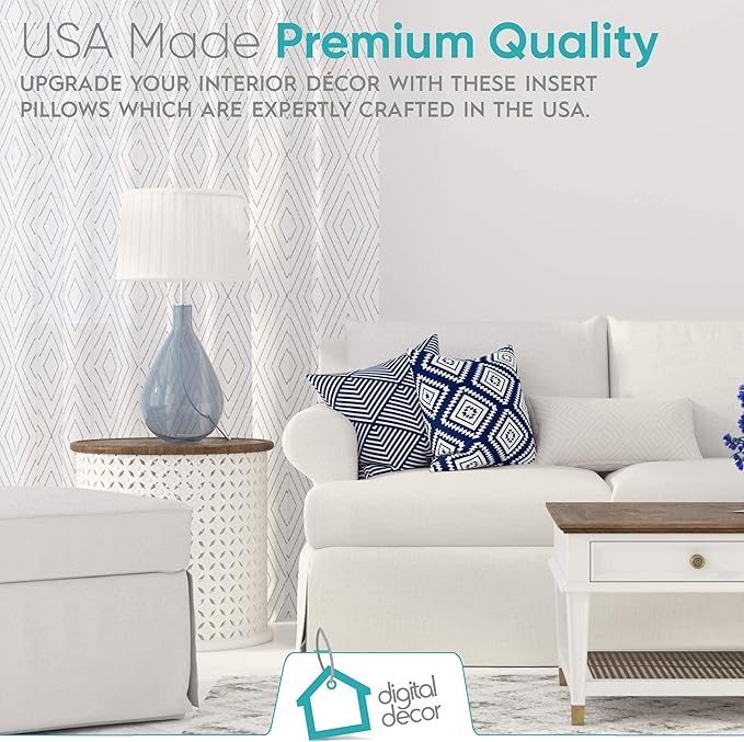 Digital Decor Premium Throw Pillow Inserts Sham - Decorative White Square Form Pillow Inserts - Perfect for Bedroom, Sofa & Couch (1 Pack)