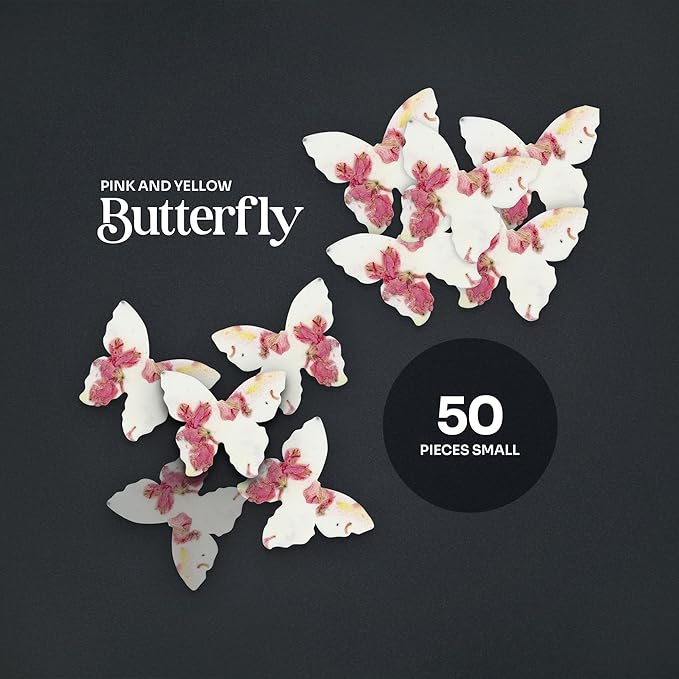 50 pcs Small Pink and Yellow Butterflies – Plantable Seed Paper for Weddings, Gifts, and Life Events (#37s)