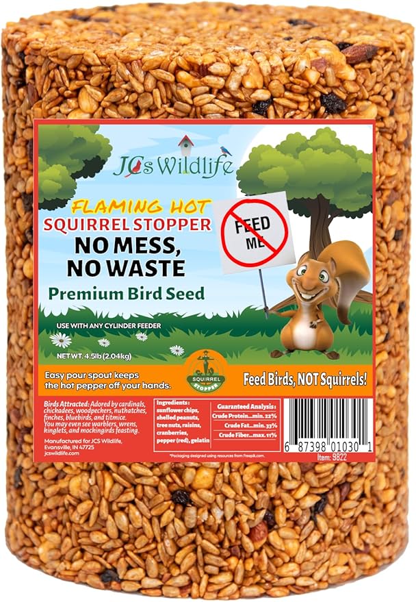 JCs Wildlife Squirrel Stopper No Mess, No Waste Large Cylinder with Hole 4.5lbs (6-Pack)