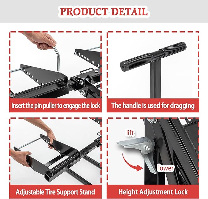 Riding Mower Lift,550 lbs Capacity Lawn Mower Lift Jack with Hydraulic Jack,Foldable Design for Zero Turn Mower Lift and Garden Tractors, Black