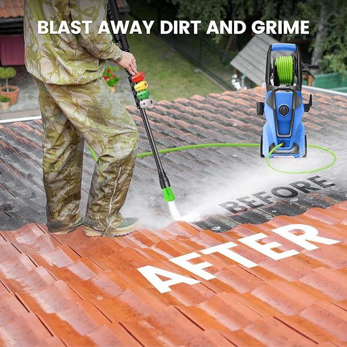 Pressure Cleaner 5000 PSI 4.0 GPM Adjustable Pressure, Power Cleaners Powered with 33ft Pressure Hose, 4 Nozzles and 500ml Foam Cannon, Cleaner Machine for Home, Car, Blue