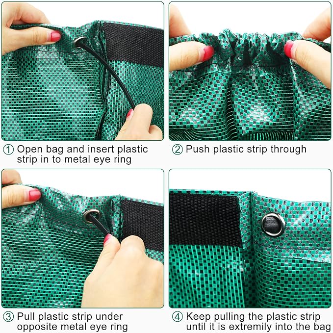3 Pack 53 Gallon Yard Waste Bags Dustpan Type Lawn Garden Reusable Heavy Duty Leaf Bags Yard Waste Container with Reinforced Carry Handles for Leaves Debris Grass, with Gloves, Leaf Bag Holder
