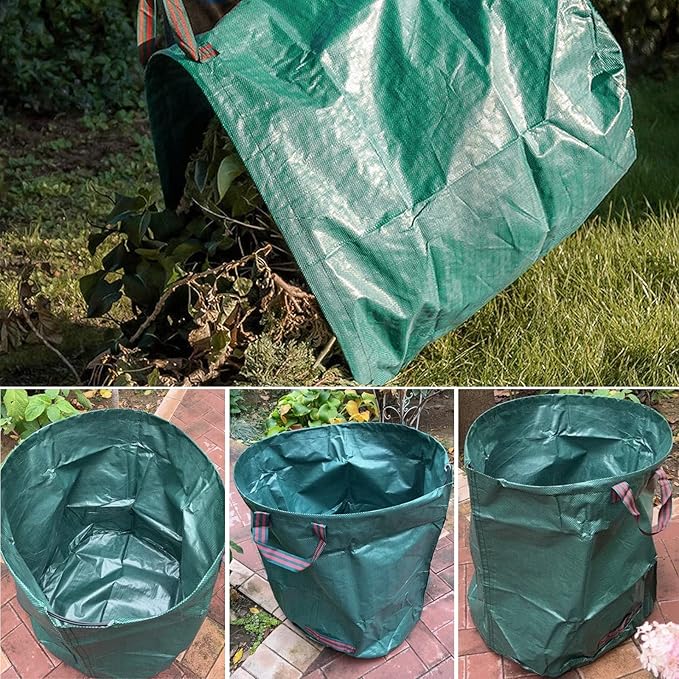 2-Pack 132 Gallons Leaf Bags, Reusable Yard Waste Bags, Heavy Duty Lawn Bags with 4 Handles for Garden Leaves and Waste Collection, Lightweight Portable Yard Trash Bag