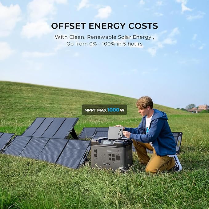 OUKITEL Solar Generator P5000 Pro, 5120Wh Portable power station with 2x400W Solar Panel, 3600W AC Outlets,1000W MPPT Large Capacity Solar Station for Emergency, Home Use, Power Outage, Camping,RV