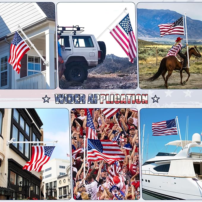 REERON Flag Pole Kit for House, 6 FT Stainless Steel Spinning Flag Pole, 1" Rustproof Porch Flagpole with 360° Tangle Free Metal Flagpole Rings & 2-Position Bracket for Outdoor Sport for 3x5 Flags