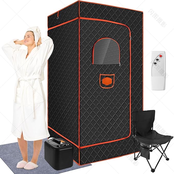 Sauna Box，Portable Sauna for Home with 3L 110V Steamer, 9 Levels, Folding Chair, Extra Large Size (71''*35''*35''), Full Body Sauna Tent for Relaxation, Detoxification