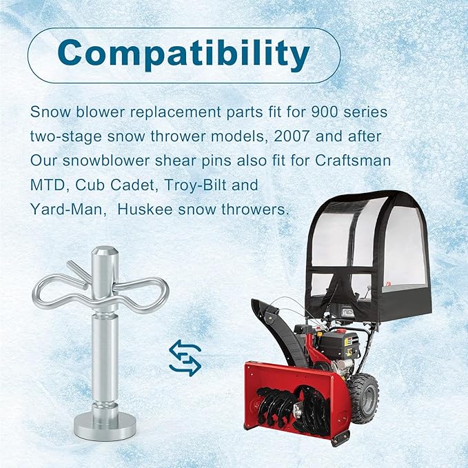 Snow Blower Shear Pins 738-04155 and Cotter Pins 714-04040 Compatible with Craftsman,MTD,Cub Cadet,Troy-Bilt,Yard-Man Snow Blower Fit for 900 Series Two-Stage Snow Thrower Models 2007 and After-6 Pack