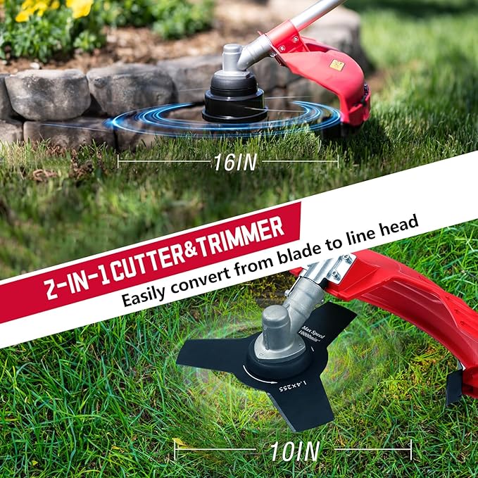 25.4cc Weed Wacker Gas, 3-in-1 String Trimmer/Edger 16-Inch, 10-Inch Brush Cutter for Garden Edging & Lawn Care（AM4532）