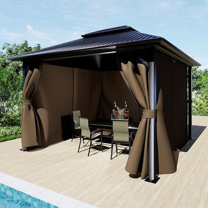 BPS 10' x 10' Gazebo Curtain Privacy 4-Panel Sidewall Outdoor Replacement Shade (Only Curtain)