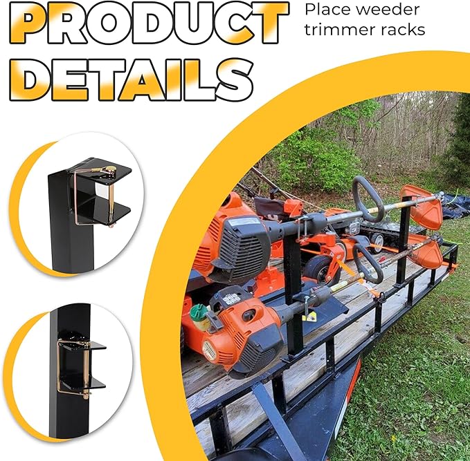 ECOTRIC 2 Place Weeder Trimmer Racks Holders Hold Two for Trailer Truck Tree Trimmers Edgers Pole Saws Powercoated Steel