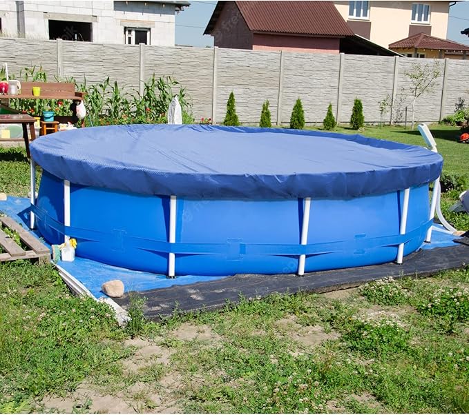 ECOOPTS 7 ft Round Pool Cover for Above Ground Pools, Swimming Pool Cover Protector Winter Safety Cover (Blue)