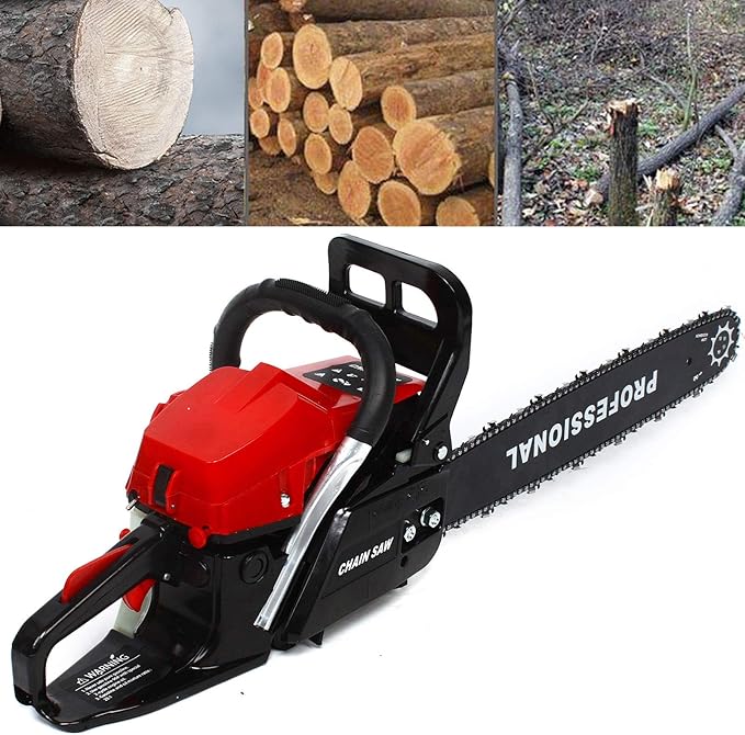 20" Gas Chainsaw 2 Stroke Gas Power Chain Saw 62CC Handheld Cordless Petrol Gasoline Chain Saw Chainsaw for Farm Garden Ranch Trees Wood Cutting
