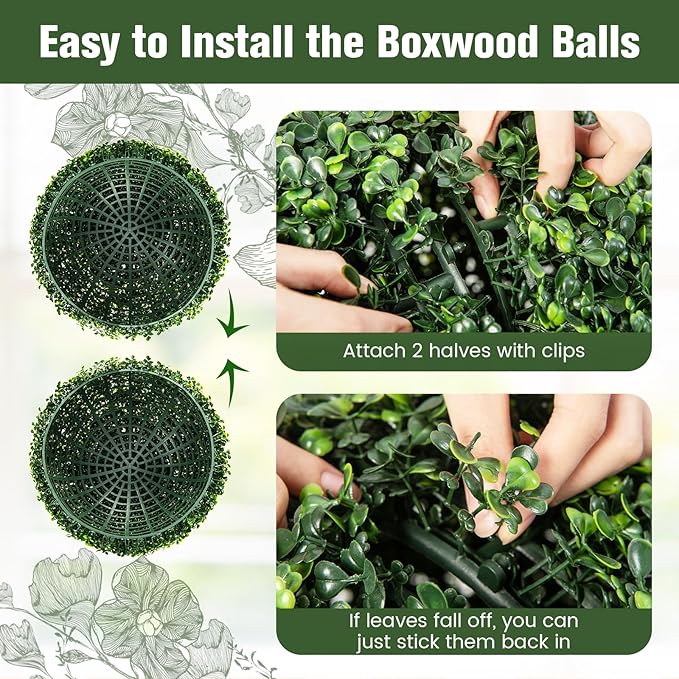 Goplus 2 PCS 19 Inch Artificial Plant Topiary Ball, Round Faux Boxwood Balls Outdoor, Garden Spheres Decorative for Front Door, Porch, Backyard, Balcony, Patio, Wedding and Home Décor