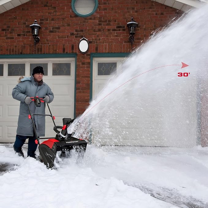 PowerSmart 18" Corded Snow Blower, Electric Snow Thrower with 15-Amp Motor, 2200 RPM, 30' Throwing Distance DB7517