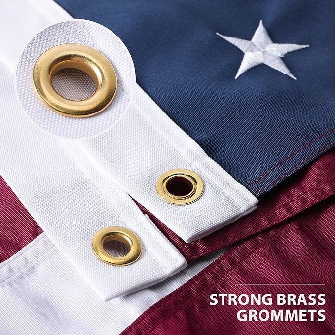 American Flag 4x6 Ft Ultra Durable Tear-Resistant Series, Made From Heavy Duty Water Resistant Polyester Canvas Embroidered Stars, Sewn Stripes, Brass Grommerts US/USA Flags Perfect