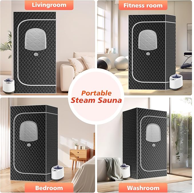 Portable Sauna Box, Personal Steam Sauna for Home with Steamer, Remote Control, Folding Chair and Mat, Portable Steam Sauna Tent, Home Spa for Relaxation(Gray)