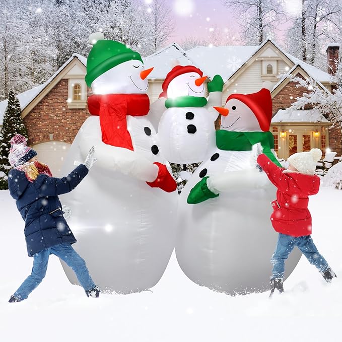 5 Feet Tall Inflatable Christmas Snowman Family Set Outdoor Holiday Decoration with LED Lights Perfect for Lawn Garden Entrance Christmas Party Joyful Atmosphere Family