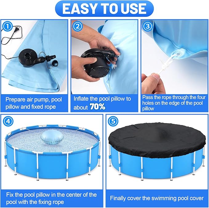 Pool Air Pillows for Above Ground Pools - 4ft Dia. Winter Closing Winterizing Kit with Ropes, Thicken PVC Ice Equalizer Support, Swimming Pool Patio Furniture Cover Airbag