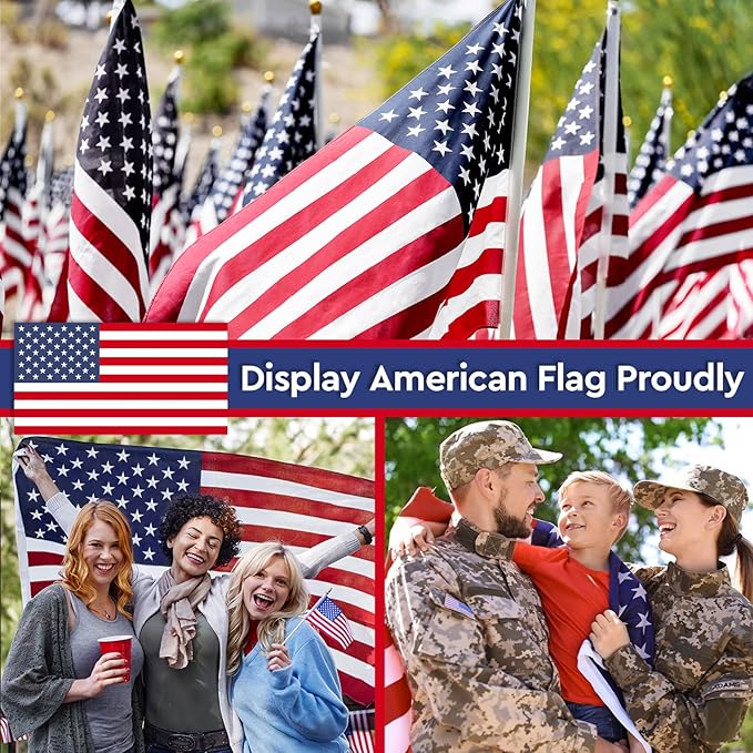5x8 FT American Flags for Outdoor, Super Tough Spun Polyester & Long Lasting Nylon USA Flag Embroidered Stars, Sewn Stripes, Brass Grommets UV Protection Outdoor High Wind & All Weather USA Flag
