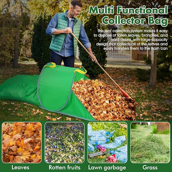 Leaf Collector with Extension Lawn Bags,Portable Pop Up Leaf Bag,Thickened Leafs Scoops,Reusable Yard Garden Bags for Leaves and Trash (1 Pack)