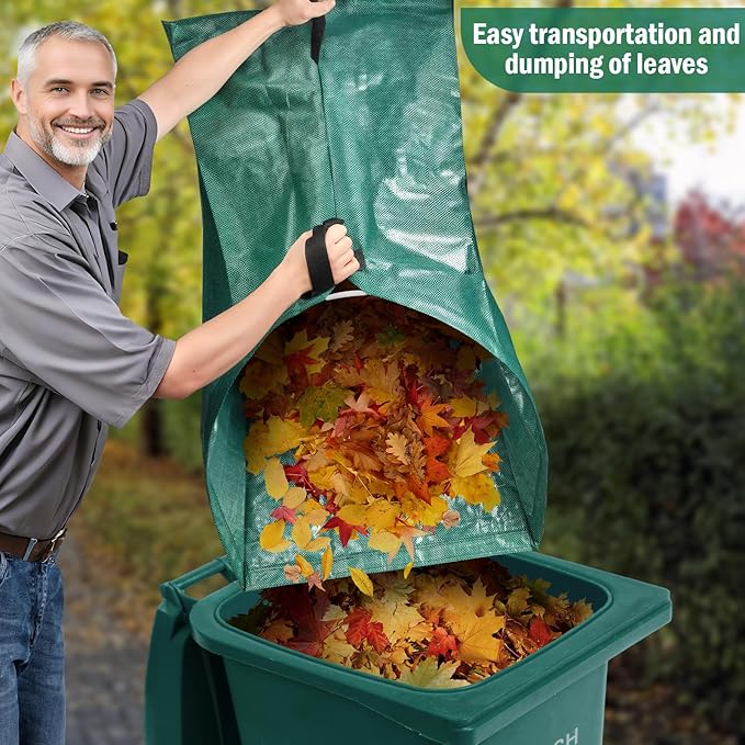 2 Pack 60 Gallon Leaf Collector,Collapsible Lawn & Leaf Bag,Heavy Leaves Pick up Tool Reusable Yard Waste Bags,Large Yard Dustpan Type Garden Bag for Leaves,Debris,Grass,Clippings,Lawn Trash