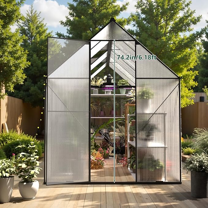 Greenhouses for Outdoor 6x10 FT, Heavy Duty Polycarbonate Greenhouse, Walk-in Garden Greenhouses, Large Green House for Outside, Backyard Green House