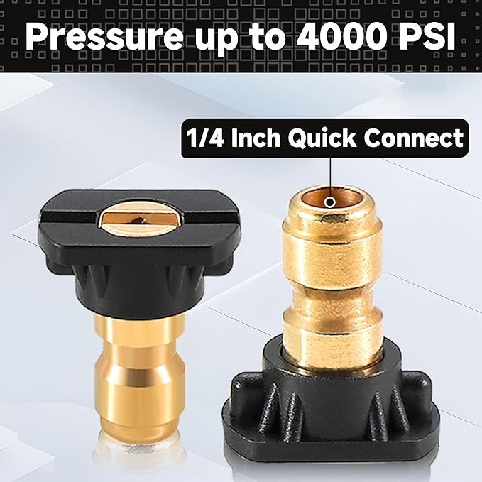 Tool Daily Pressure Washer Tips, 65 Degree Black Power Washer Soap Nozzles 7 Pack with Nozzle Holder, 1/4 Inch Quick Connect, 4000 PSI