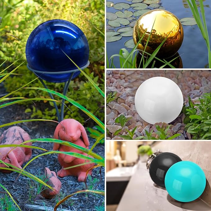 uxcell 2 Pcs Gazing Globe Decor Ball 2.5 Inch 63mm Reflective Garden Sphere Hollow Ball, Seamless Stainless Steel Gazing Ball, Smooth Mirror Globe for Garden Home Decor, Ruby Red
