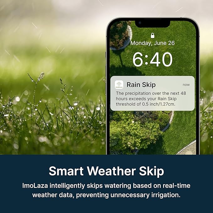 ImoLaza 4-Zone Indoor Smart WiFi Sprinkler System Controller, Easy Install Irrigation Timer for Lawn & Garden, Water-Saving Automatic Sprinkler Timer/Controller with Mobile App, Compatible with Alexa