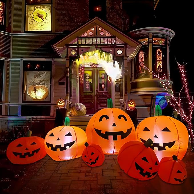 7.5 FT Halloween Inflatables Decorations Pumpkin, Halloween Decorations Outdoor, Build-in LED Light Set, Halloween Blow Ups Inflatables for Yard Lawn Garden Décor Party Holiday