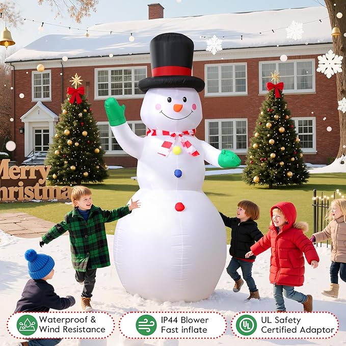 Christmas Inflatable Outdoor Decorations, 6.5 FT Snowman Blow Up Yard Decor with 1 RGB LED Lights, Christmas Party Outdoor, Yard, Garden, Lawn Winter Decorations Ornaments