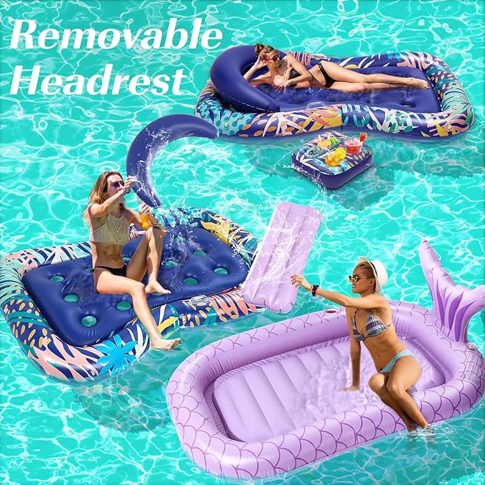 HeySplash Pool Lounger Float for Adult, Inflatable Pool Floats Bed Cooling Contour Lounger Rafts, Water Rafts for Lake, Outdoor Beach Pool Party