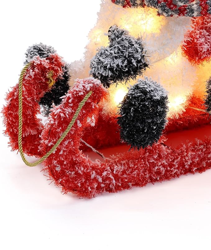 LuxenHome 30" H Lighted Snowman Outdoor Christmas Decorations, Prelit Frosted Snowman Family Trio on Sled Christmas Decor, Illuminated Christmas Decorations Outdoor and Indoor for Yard, Lawn, Porch