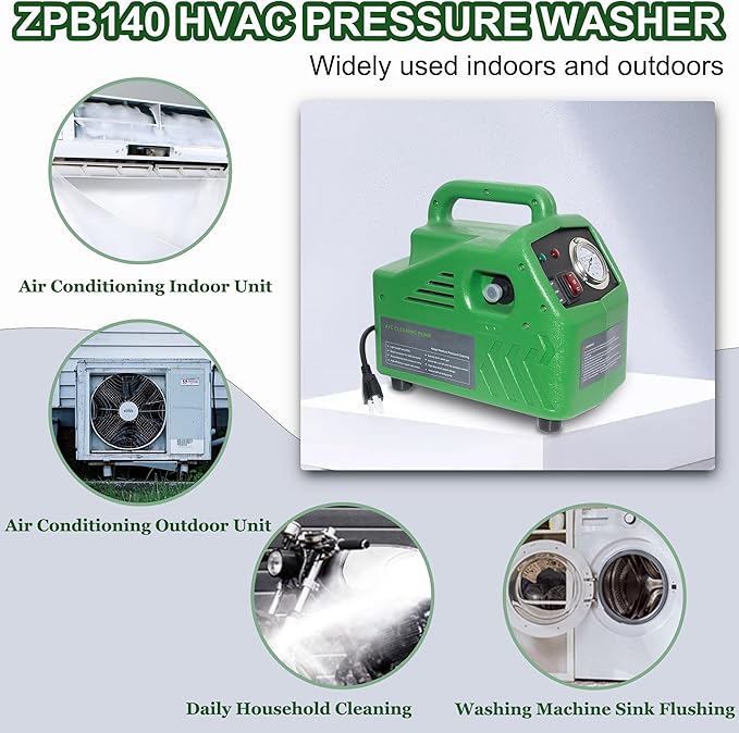 ZPB140 Port A Blaster HVAC Coil Cleaning, Portable Pressure Washer, Coil Jet Cleaner for ac Unit 120V 80W for Indoor or Outdoor, Flow Rate 4L/min, Working Pressure 0.7-1.0MPa
