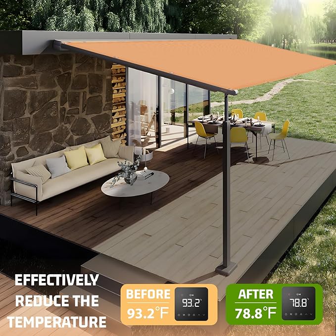 SUNNY GUARD Shade Cloth Custom Size 4x12 FT Sun Shade Screen Fabric Shade Cover Tarp with Grommets for Pergola Backyard Garden, Peach Fuzz(We Customized)