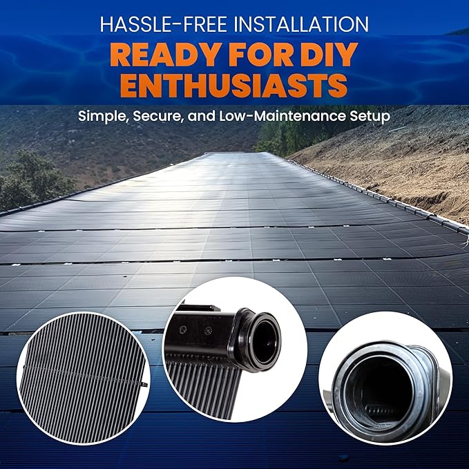 Industrial Grade Solar Pool Heater DIY Kit - Superior High-Wind Strapless Mounting System & Maximum Freeze Resistance (3-4'x9.5' / 114 Square Feet)