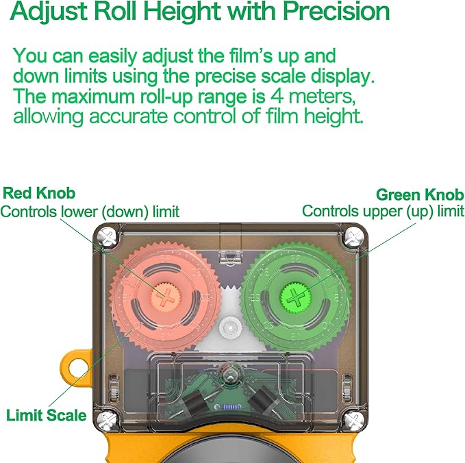 [Upgraded] DC 24V 100W Greenhouse Film Roll Up Motor Kit with Climbing Device – for Side Windows and Roof Vents of Plastic Film Greenhouses