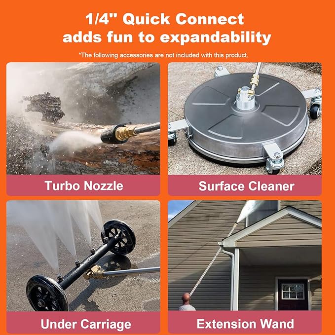 Pressure Washer 5000PSI Power Washers Powered with 33ft Hose, 4 Nozzle and Foam Cannon, Powerwashers Cleaner Machine for Home, Cars, Orange