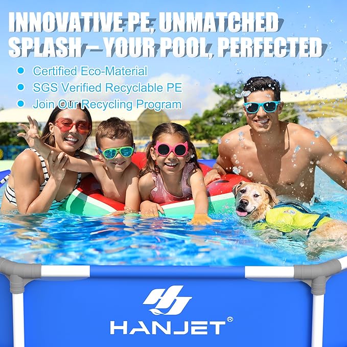 5 FT x 15 Inch PE Round Kids Swimming Pool Above Ground, Eco-Friendly Odorless Backyard Pool for Dog, Easy to Clean & Durable Frame for Toddlers