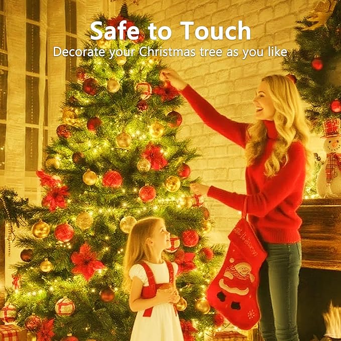 50FT 1000 LED Cluster Christmas Lights, Christmas Tree Lights Outdoor 8 Modes with Timer & Remote, Firecrackers String Lights Waterproof for Garland Party Xmas Decorations, Warm White