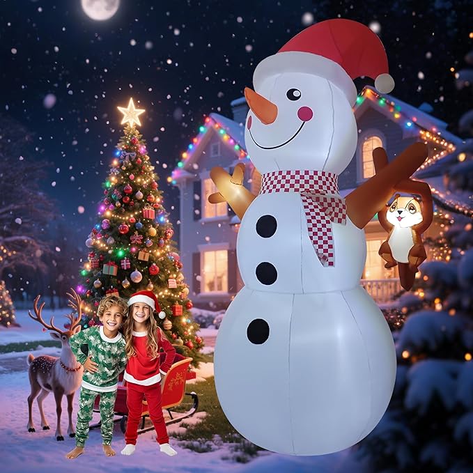 12ft Christmas Inflatable Yard Decor Build-in LED Outdoor Blow up Christmas Decorations for Yard/Lawn/Garden (12ft Snowman)
