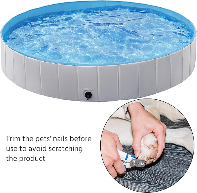 Yaheetech Foldable Dog Pool Portable Kiddie Pools Collapsible Hard Plastic Dog Swimming Pools Doggie Wading Pool Bath Tub for Puppy Small Medium Large Dogs, 63 x 12 Inches Gray