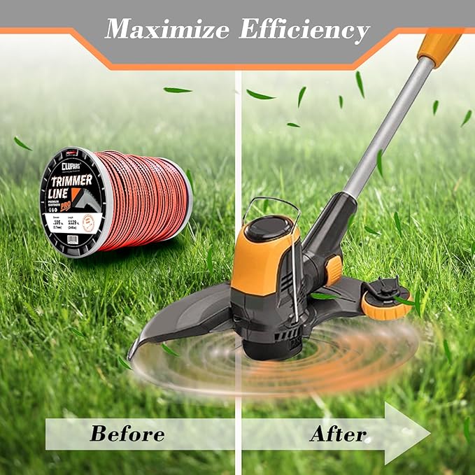 Cluparis 5-Pound 105 Heavy Duty Sawtooth Trimmer Line, 0.105" x 1129-Foot Sawtooth Weed Eater String Fits Medium & Heavy Grass & Weeds,105 Trimmer String Weed Wacker for Weedeater Line of Nylon
